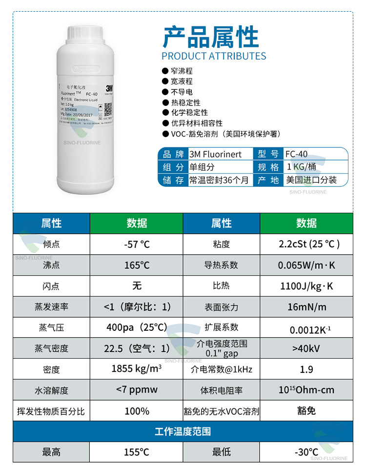 3M FluorinertFC-40氟化液性能參數(shù)